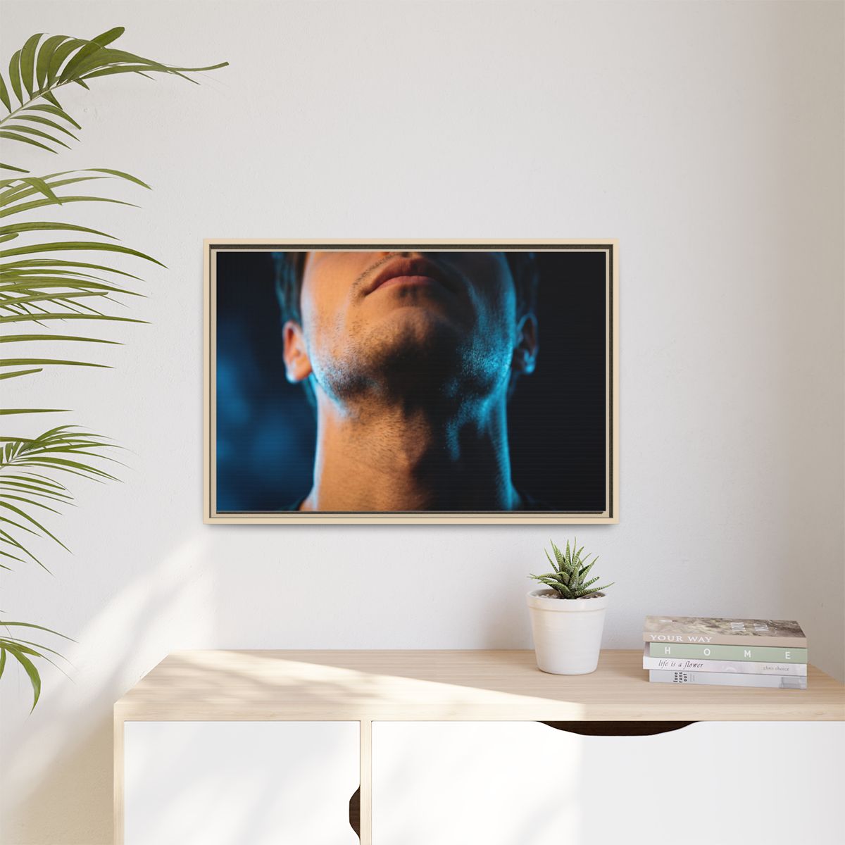 Matte Canvas, Framed - Neon Shadows Cinematic Portrait Art...