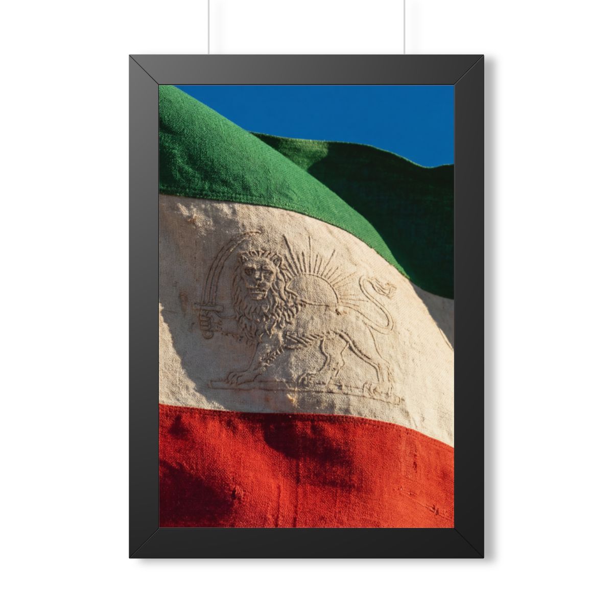 Framed Vertical Poster - Vintage Persian Lion and Sun Flag...