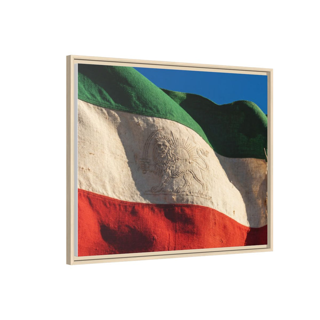 Framed Canvas Art - Distressed Flag — Natural / 1.25"