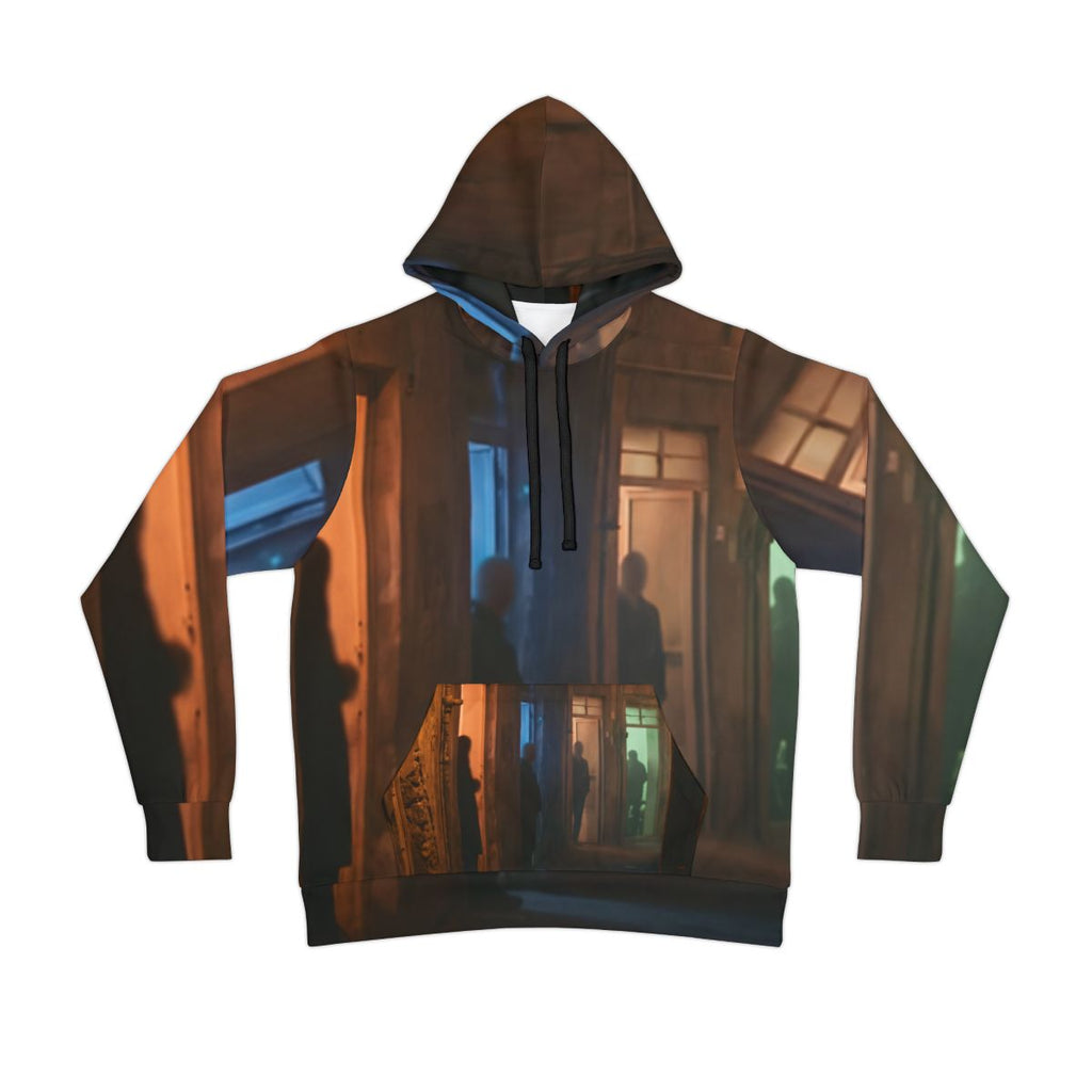 Athletic Hoodie - Shadowed Alleyway Mystery Art Print |...