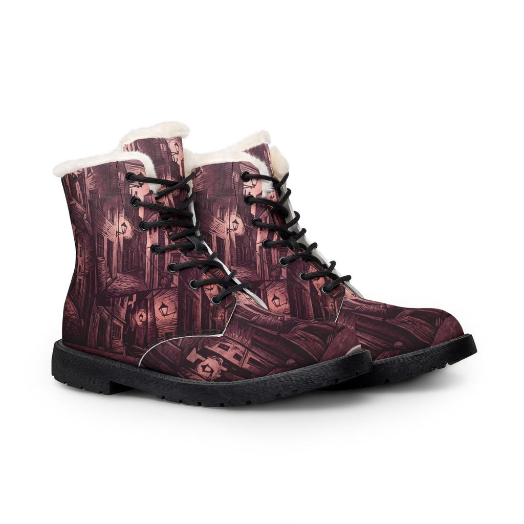 Men's Fur Leather Boots Dark Academia Alley