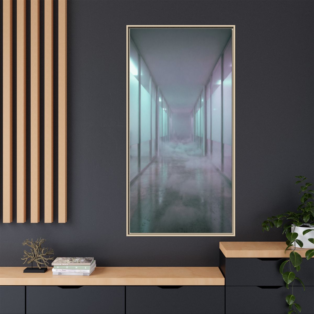 Matte Canvas, Framed - Liminal Corridor Fog Art Print —... |...