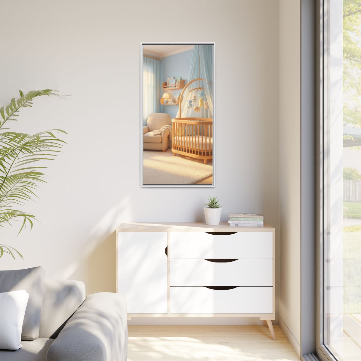 Matte Canvas, Framed - Dreamy Serene Nursery Art — White /...