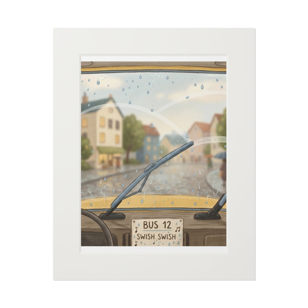 Passepartout Framed Print - Rainy Bus Ride — Portrait (11×14...