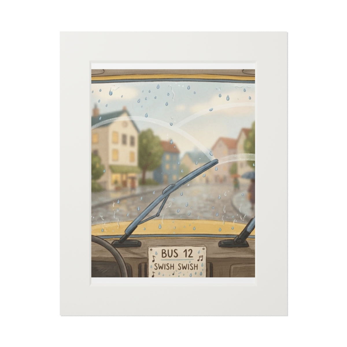 Passepartout Framed Print - Rainy Bus Ride — Portrait (11×14...