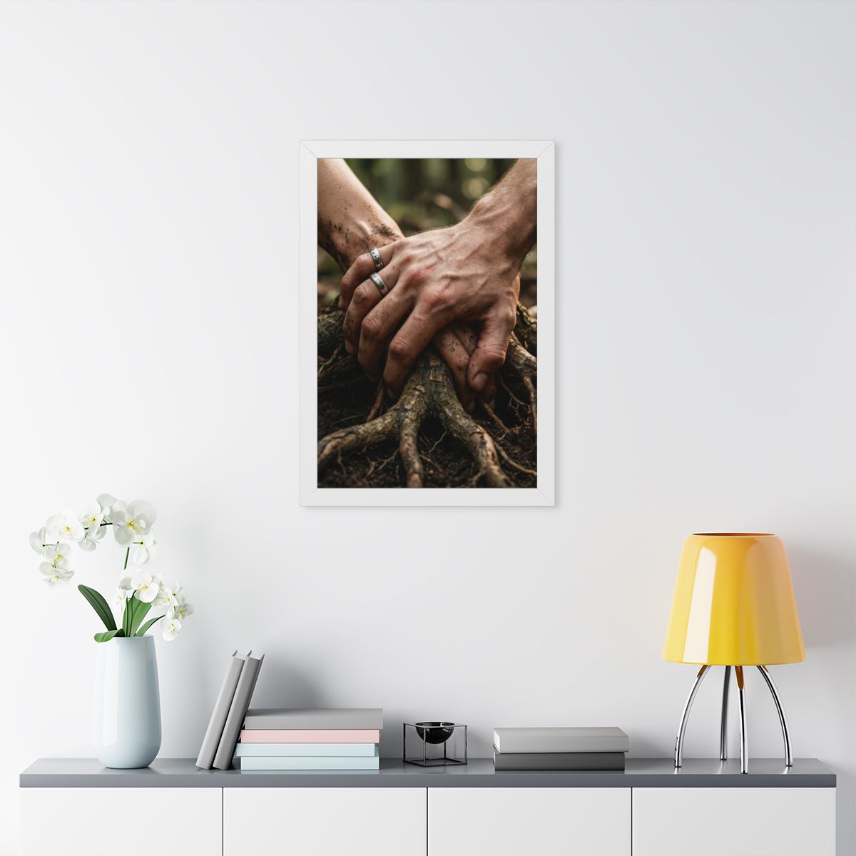Forest Roots White Frame Vertical Poster