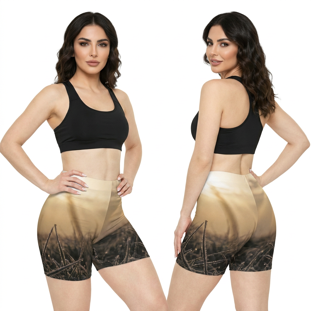 Frosted Dawn Meadow Women's Biker Shorts