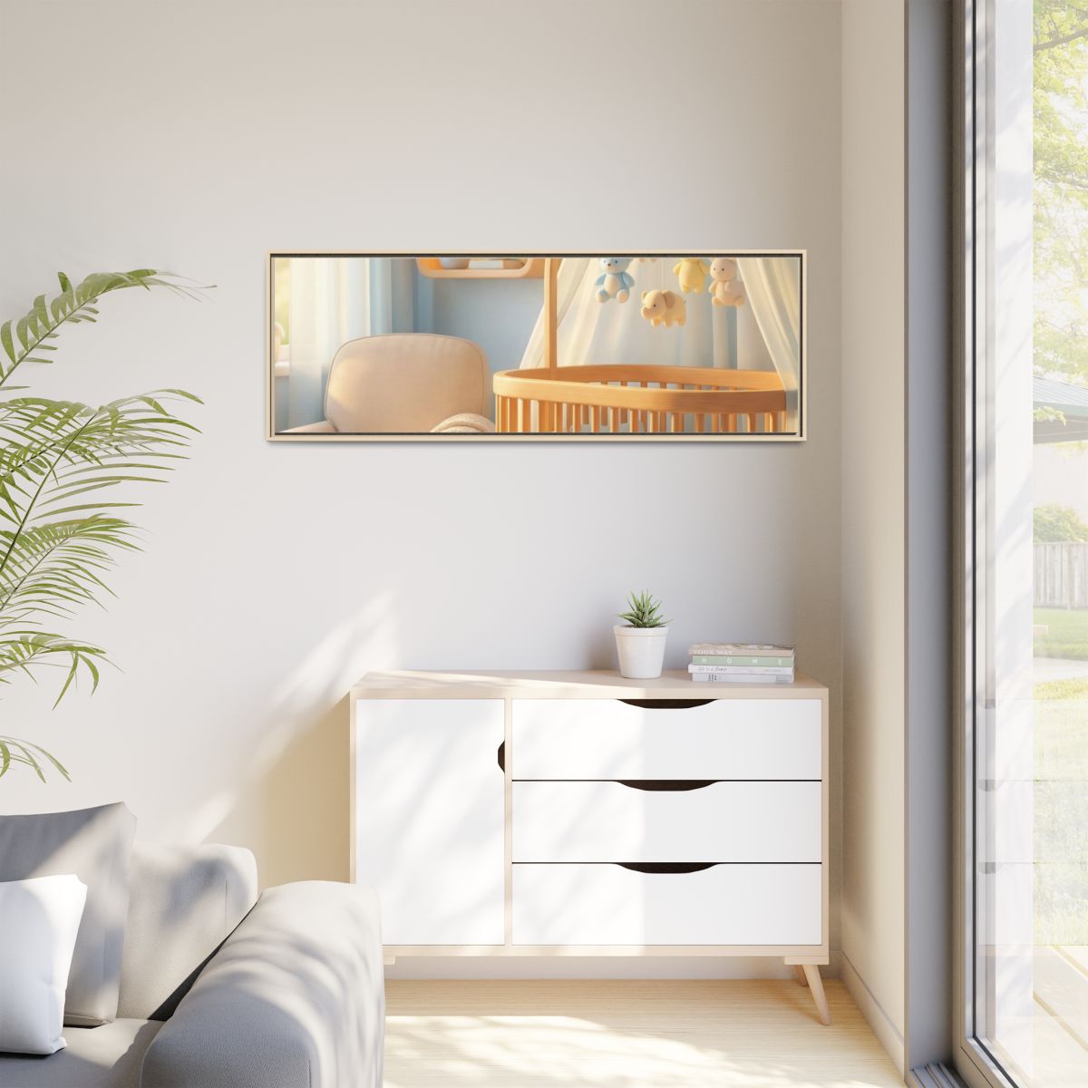 Matte Canvas, Framed - Dreamy Serene Nursery Art — Natural /...