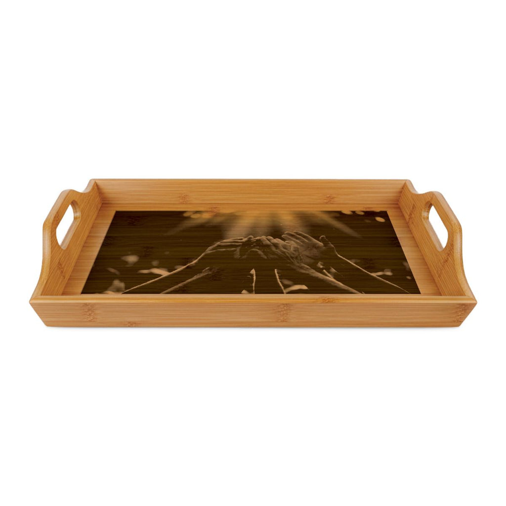 Bamboo Serving Tray - Golden Rays of Unity Wall Art |...