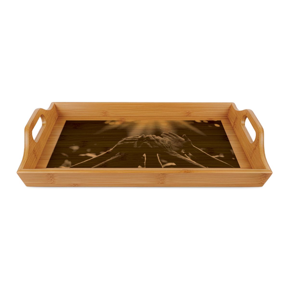 Bamboo Serving Tray - Golden Rays of Unity Wall Art |...