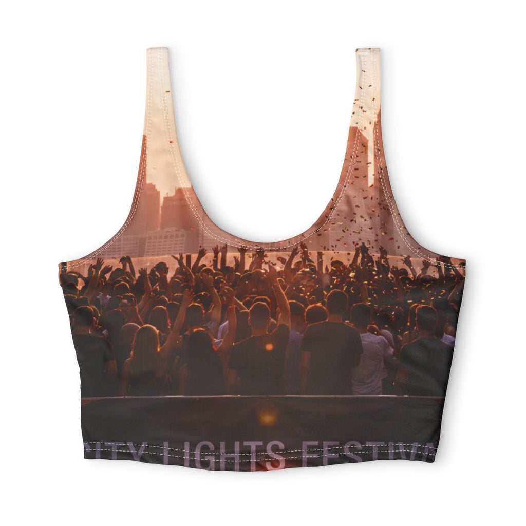 Polyester Sports Bra - City Lights | Echovira Gallery