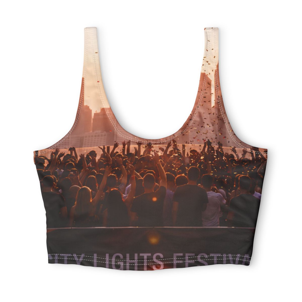 Polyester Sports Bra - City Lights | Echovira Gallery