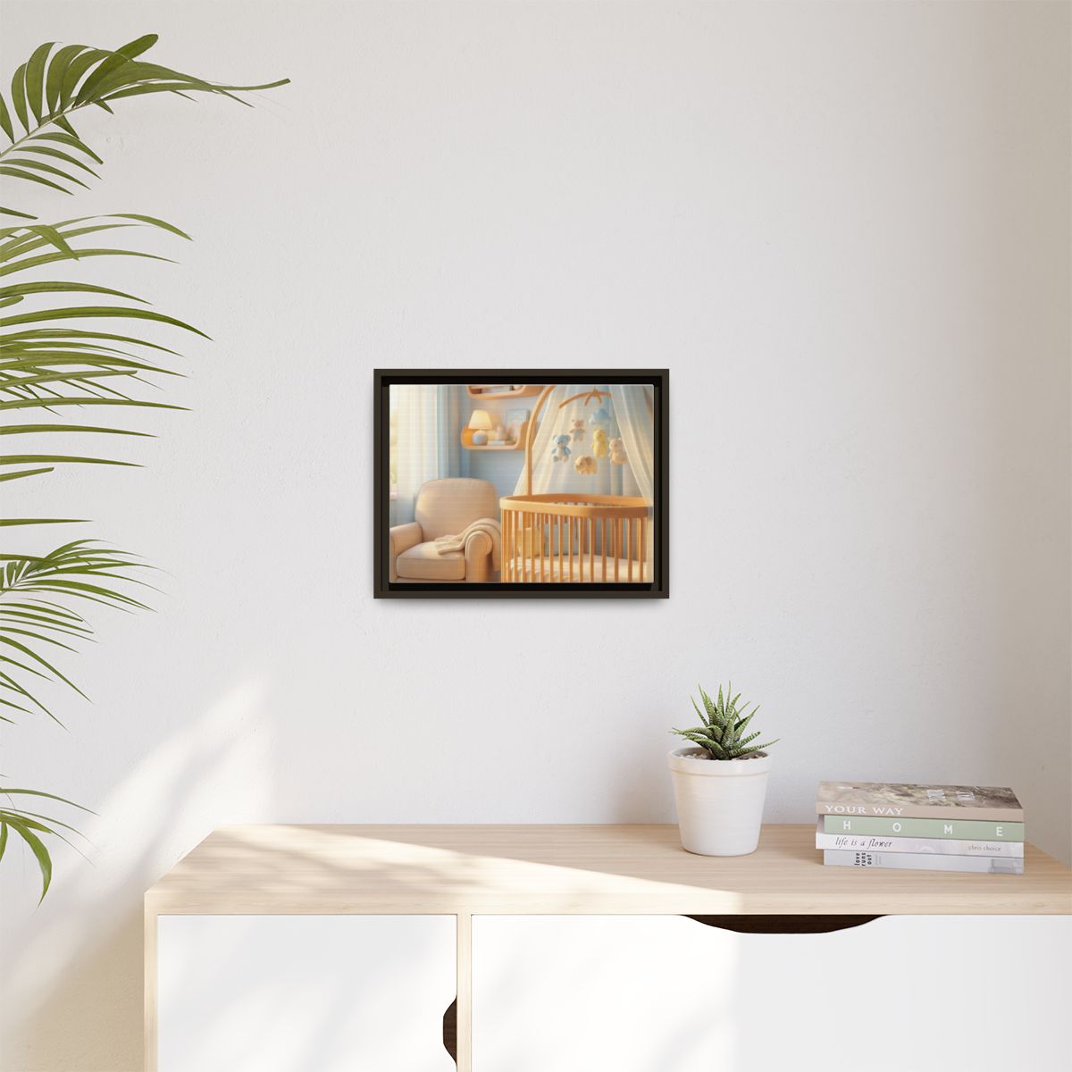 Matte Canvas, Framed - Dreamy Serene Nursery Art — Espresso...