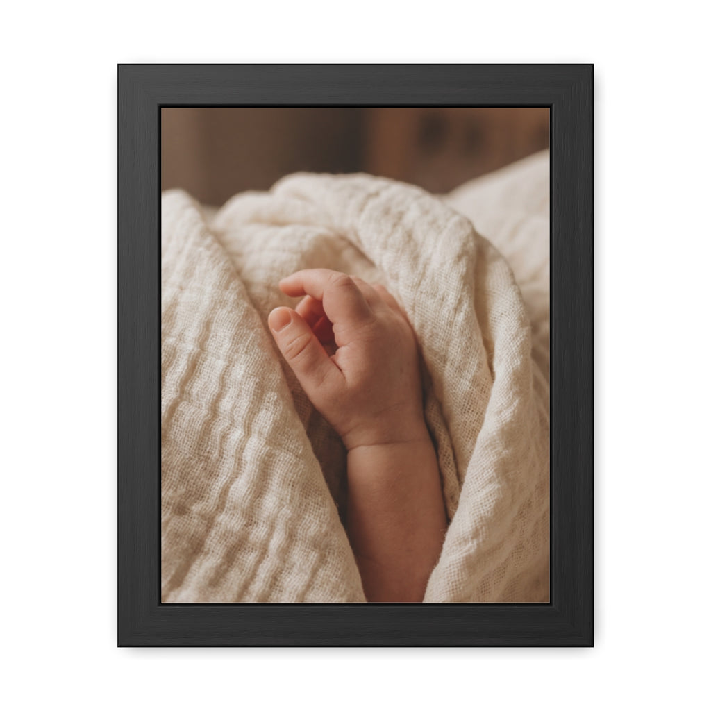 Framed Poster - Tender Newborn Hand (8×12, 9×11, 11×14... |...