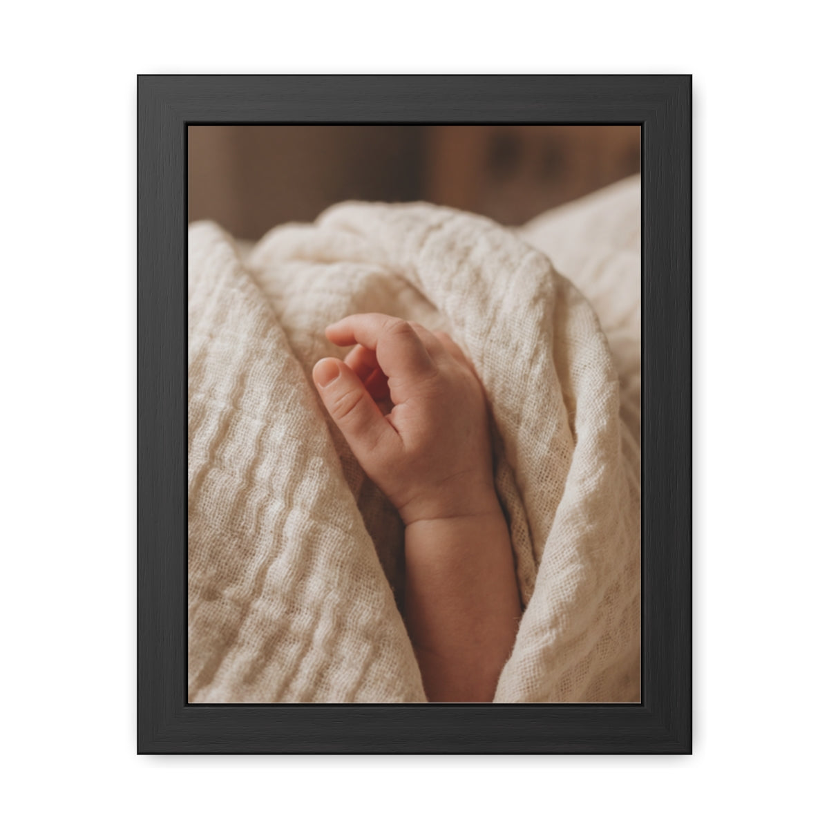 Framed Poster - Tender Newborn Hand (8×12, 9×11, 11×14... |...