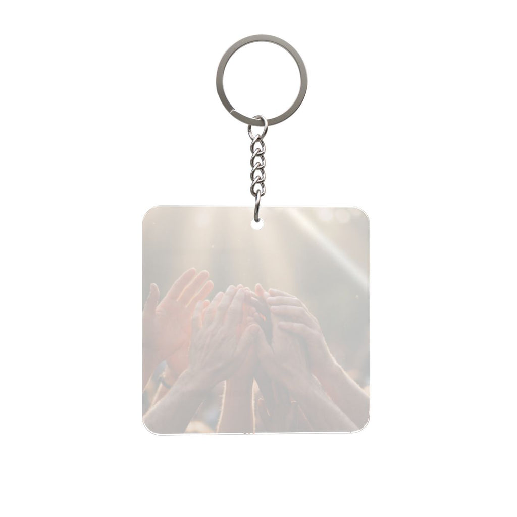 Square Keychain - Golden Rays of Unity Wall Art | Echovira...