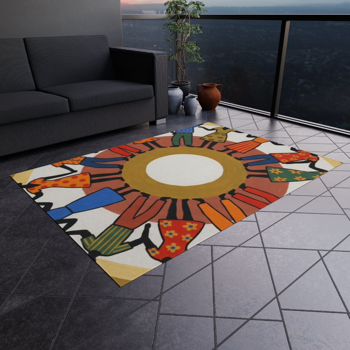 Outdoor Rug - Unity Mandala Folk Art | Echovira Gallery