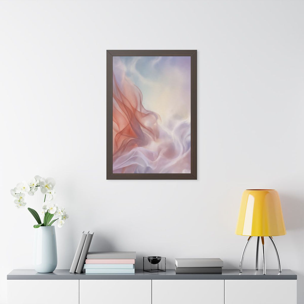 Framed Vertical Poster - Ethereal Silk Flow Pastel... |...
