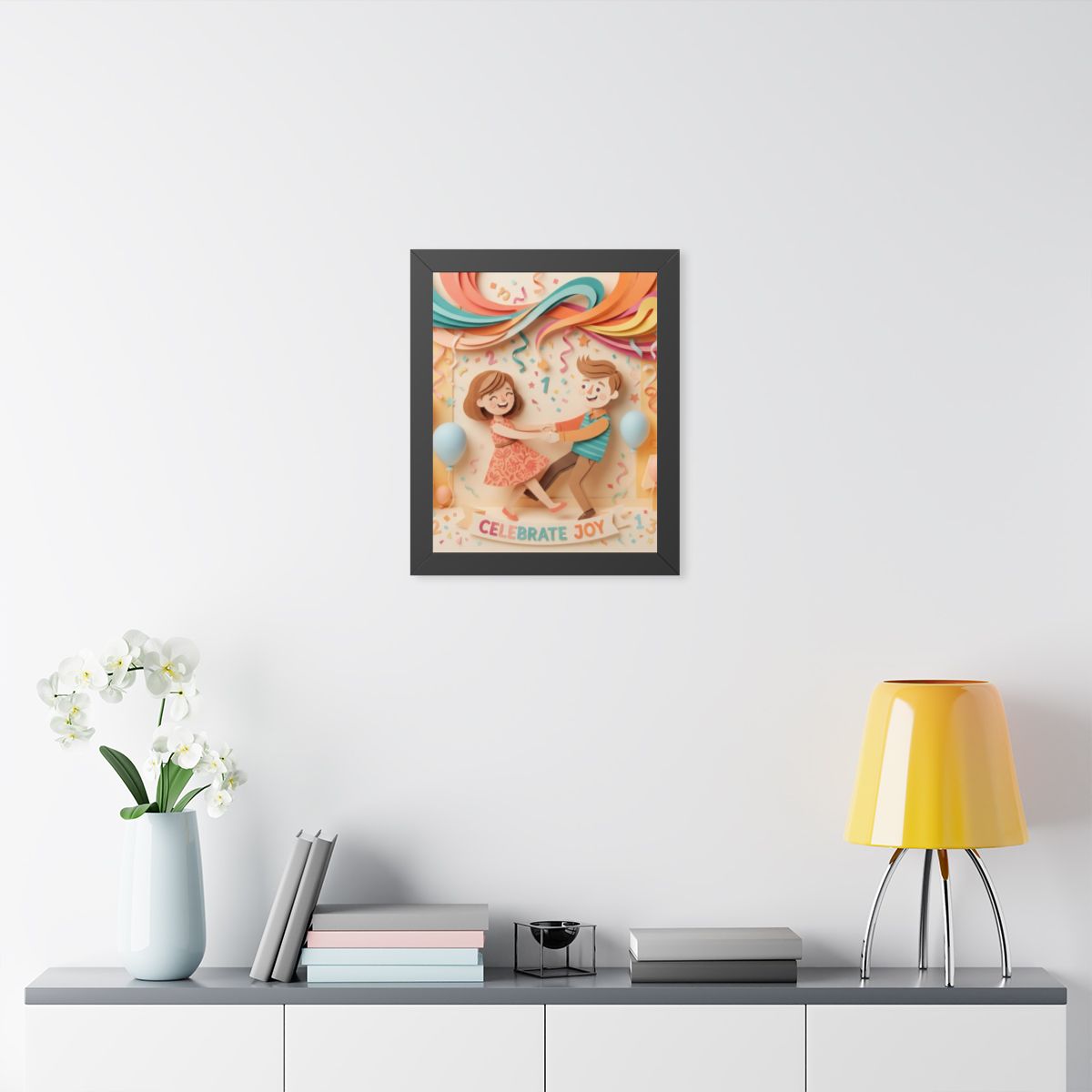 Framed Vertical Poster - Celebrate Joy Papercut Art... |...