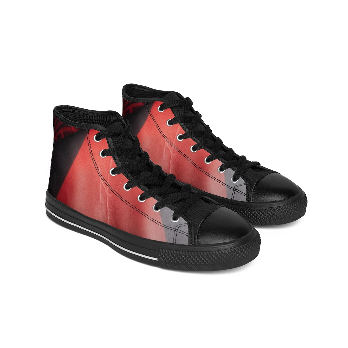 Women's Classic Sneakers with Crimson Silhouette Art