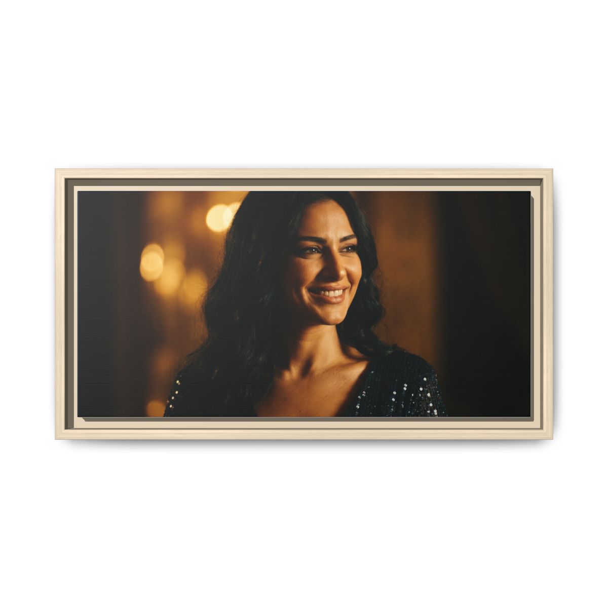 Framed Canvas Art - Golden Glamour — Natural / 1.25"