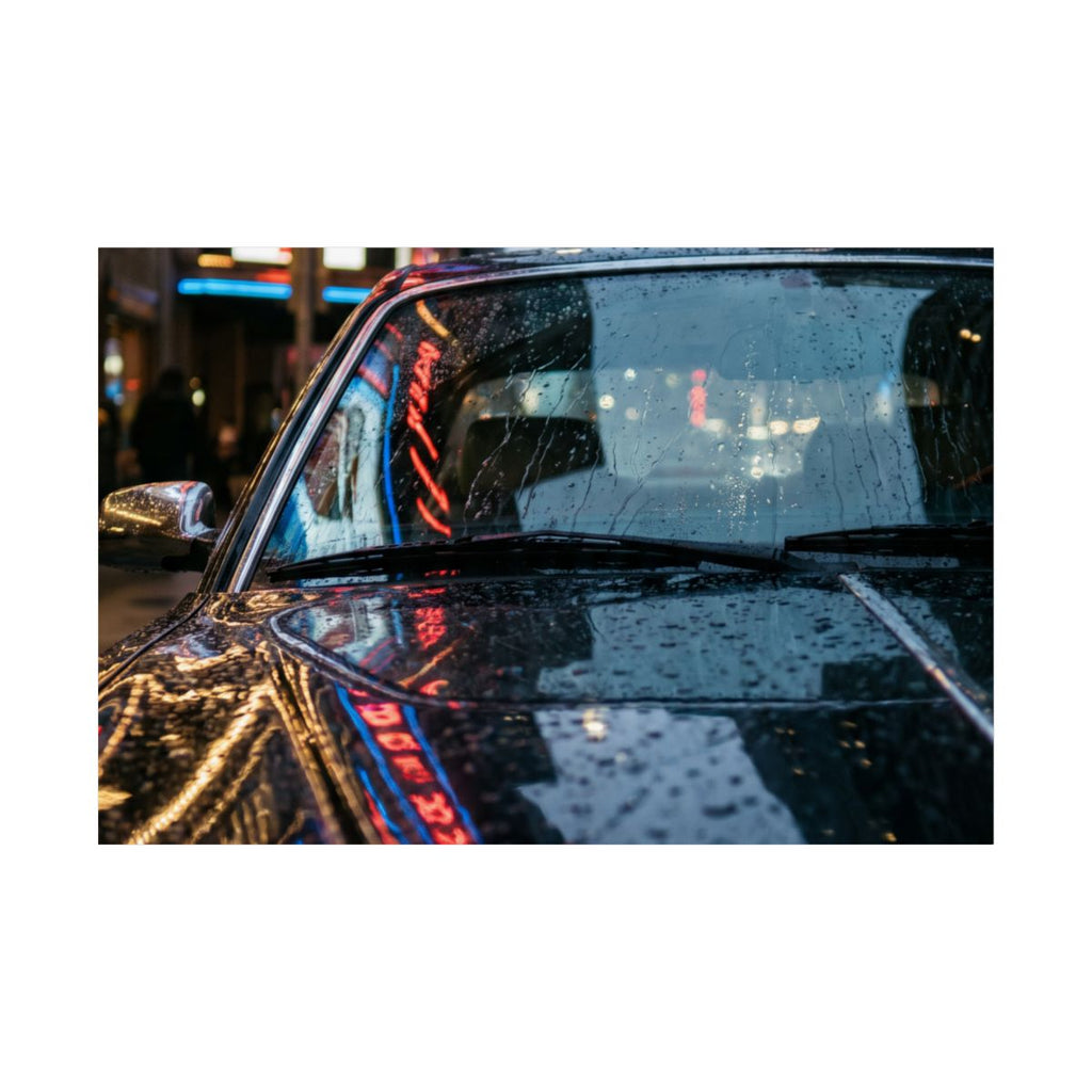 Matte Horizontal Posters - Rainy Neon City Street View... |...