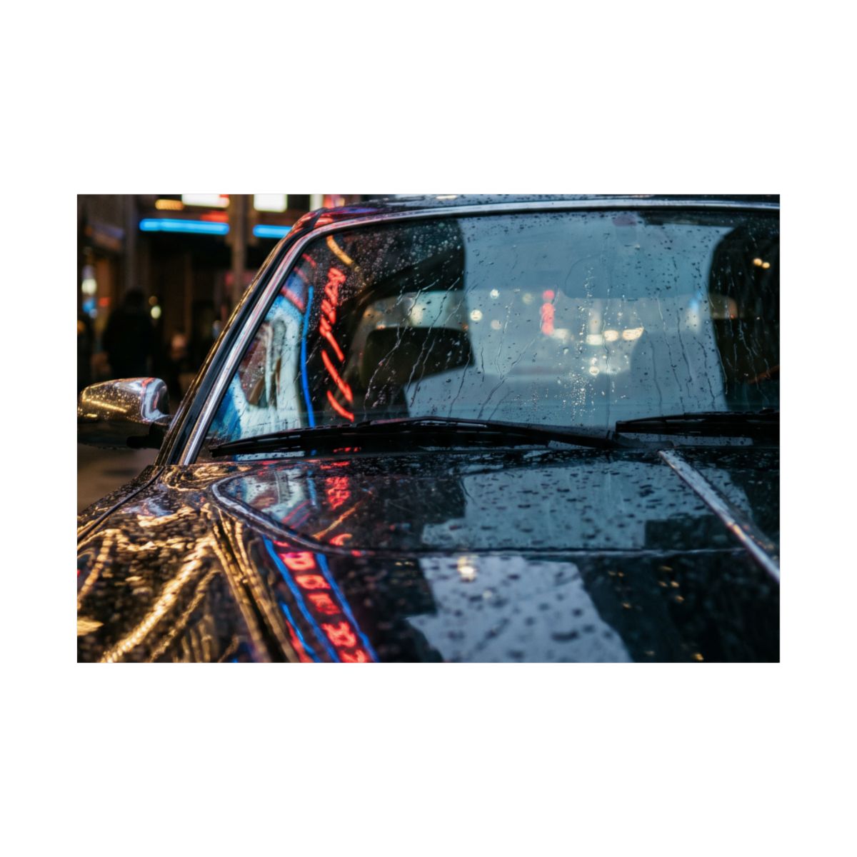 Matte Horizontal Posters - Rainy Neon City Street View... |...