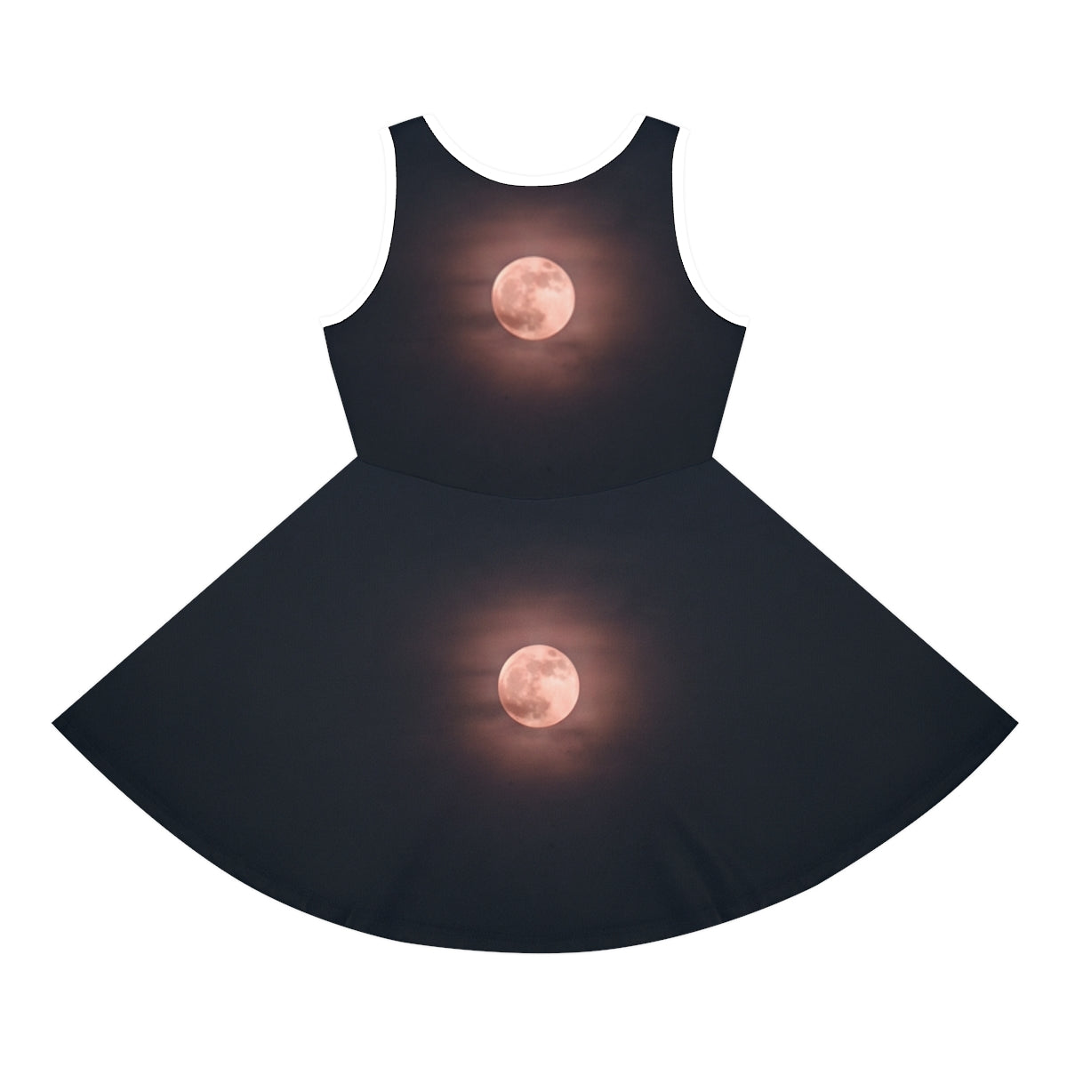 Girls' Sleeveless Sundress with Crimson Moon