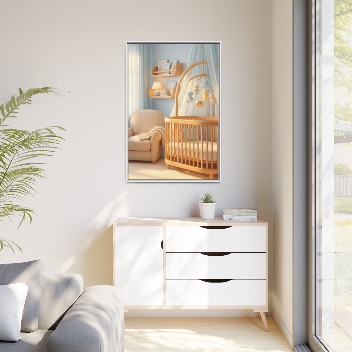 Matte Canvas, Framed - Dreamy Serene Nursery Art — White /...