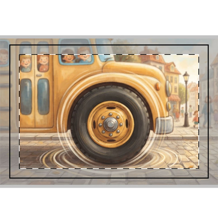 Hand Flag - Whimsical Yellow School Bus Storybook Art (1 & 5 pcs)