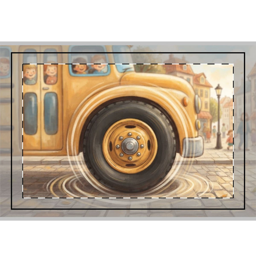 Hand Flag - Whimsical Yellow School Bus Storybook Art (1 & 5 pcs)