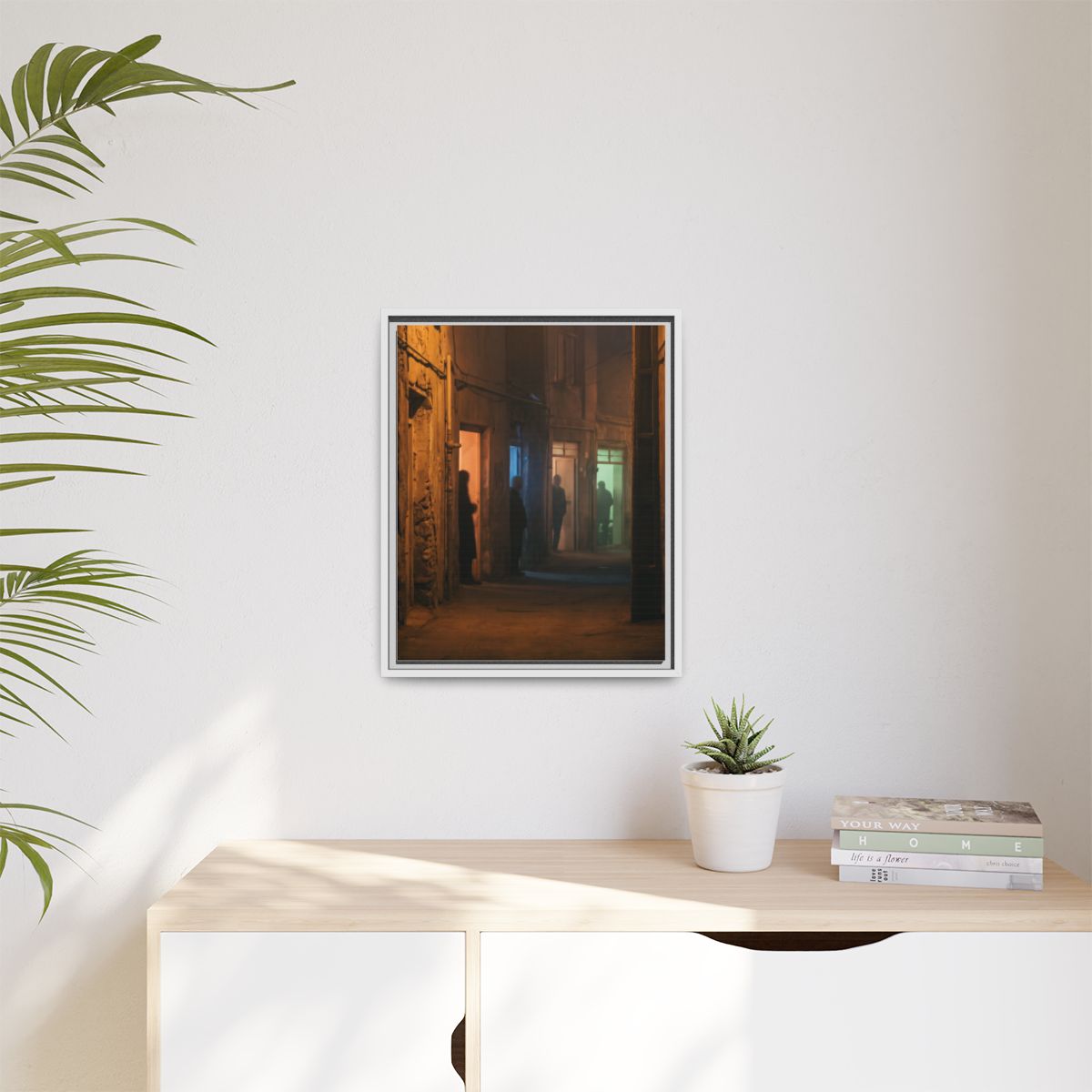 Matte Canvas, Framed - Shadowed Alleyway Mystery Art Print...