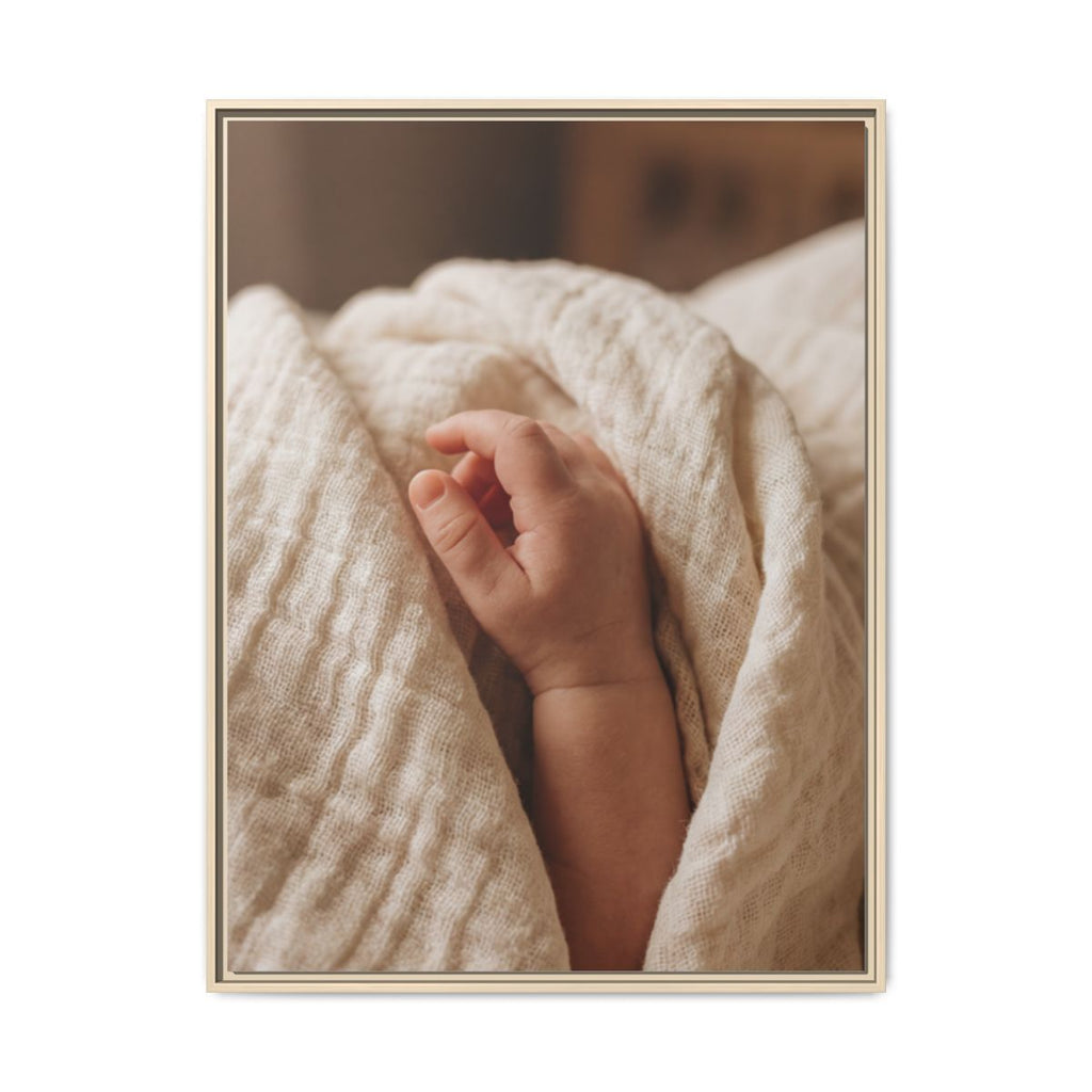 Framed Matte Canvas - Tender Newborn Hand (8×10, 9×12, 11×14, 12×16, 10×20, 12×18, 16×20, 16×24, 12×36, 18×24, 20×24, 16×32, 20×30, 24×30, 16×48, 24×32, 24×36, 24×48, 20×60, 30×40, 32×48, 30×60 & 40×60)