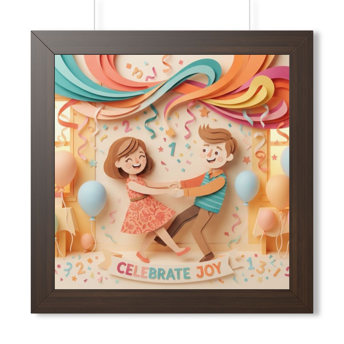 Framed Vertical Poster - Celebrate Joy Papercut Art... |...