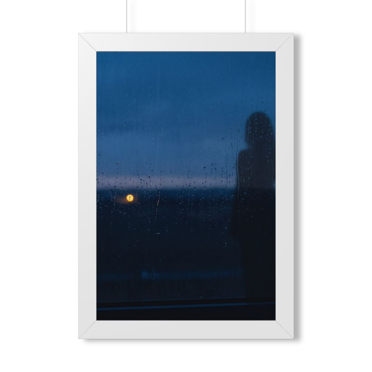 Framed Vertical Poster - Rainy Dusk Silhouette — White... |...