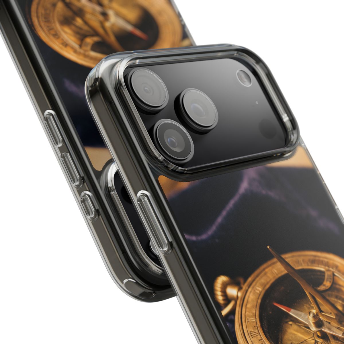 Clear iPhone Case with Vintage Brass Sundial
