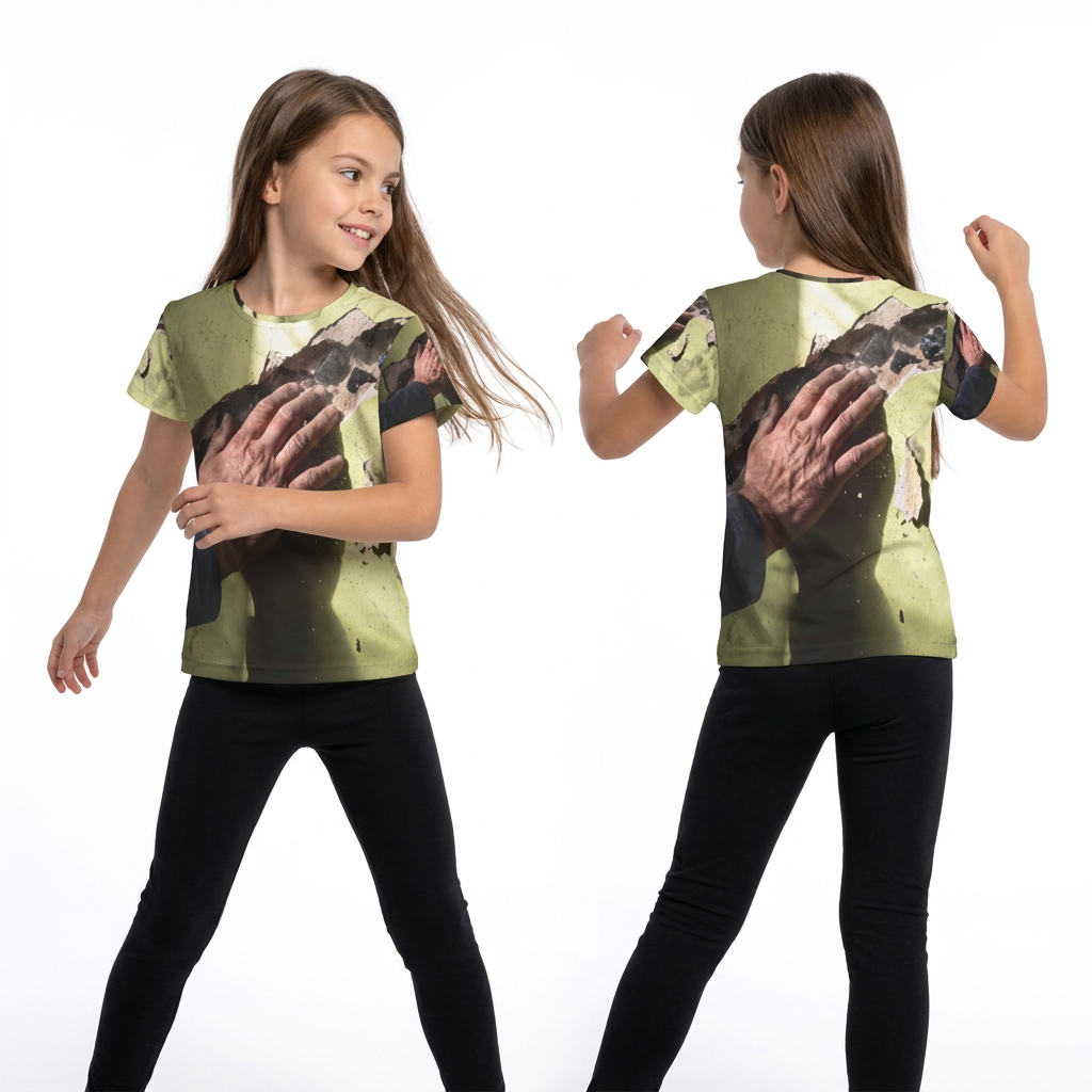 Camiseta esportiva infantil com arte industrial