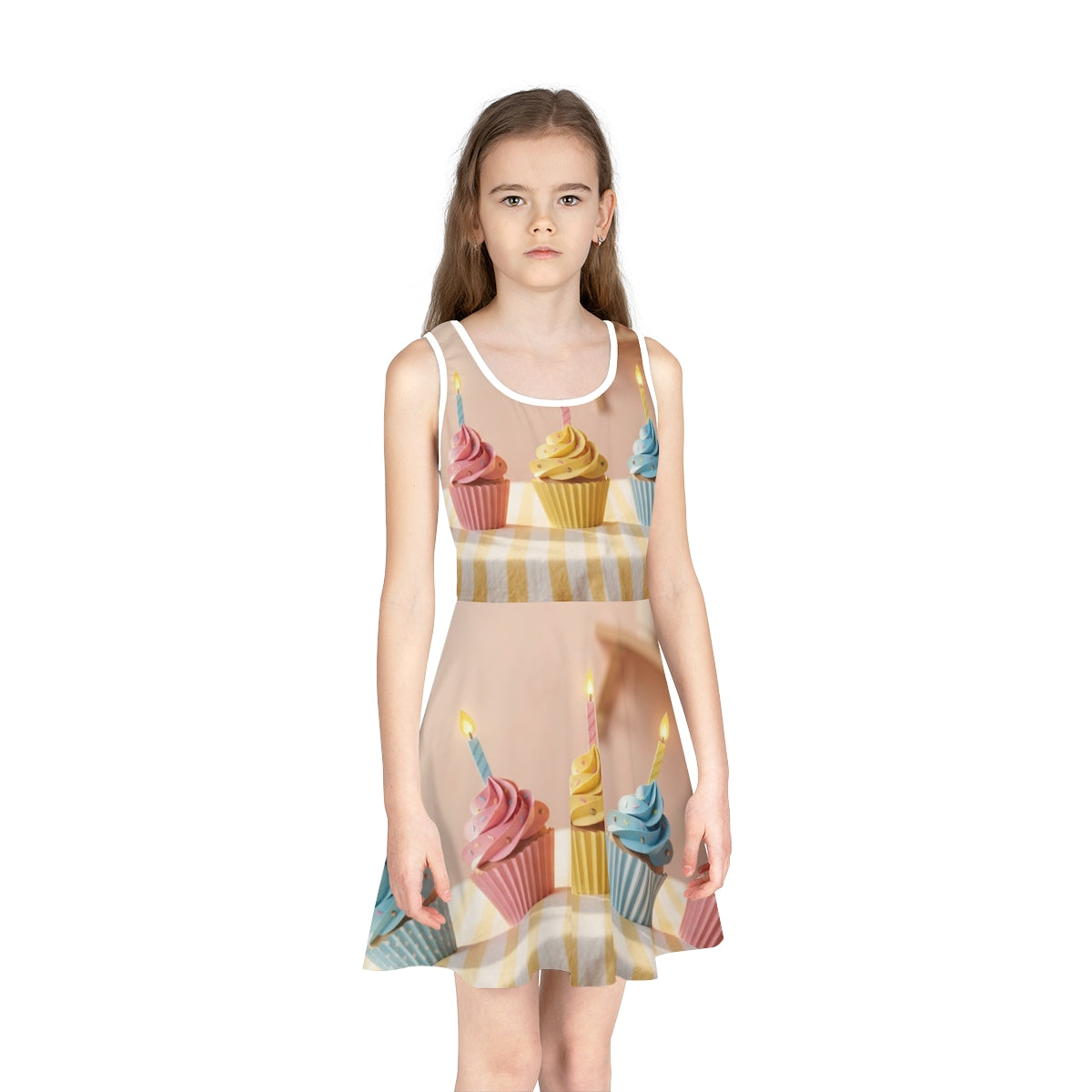 Girls' Sleeveless Sundress - Pastel Birthday Cupcakes Art |...