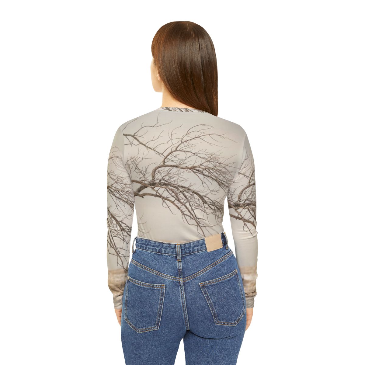 Women's Long Sleeve V-neck Shirt - Winter Branch Solitude......