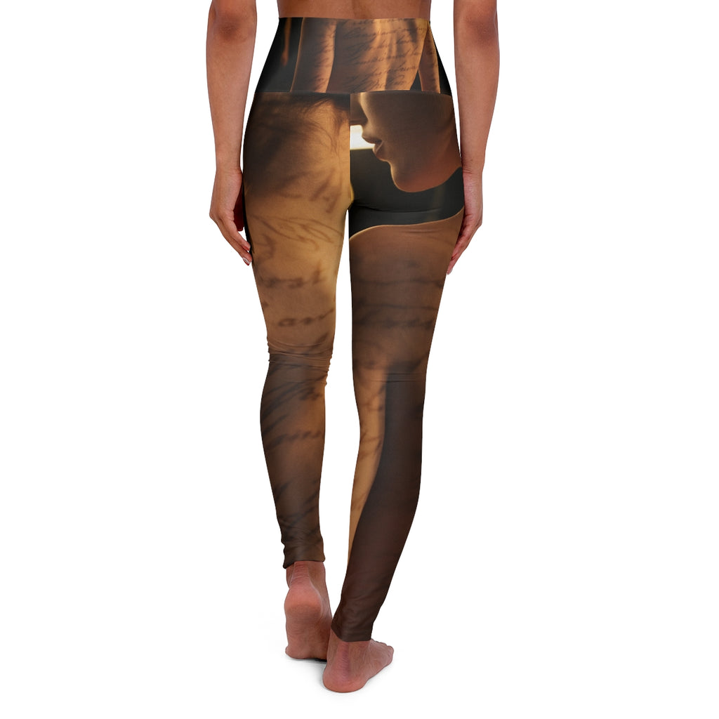 High Waisted Yoga Leggings - Scribed Shadows Moody... |...