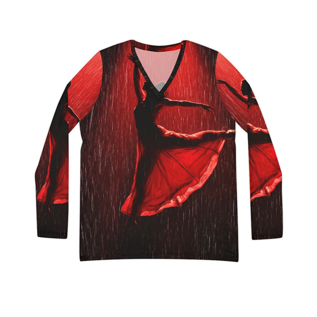 Women's Crimson Ballerina Rain V-Neck Shirt