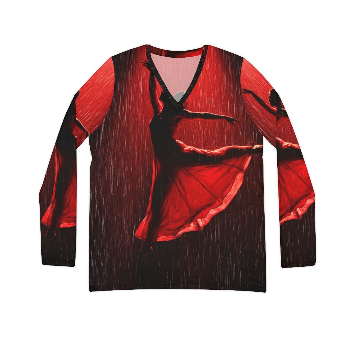 Women's Crimson Ballerina Rain V-Neck Shirt