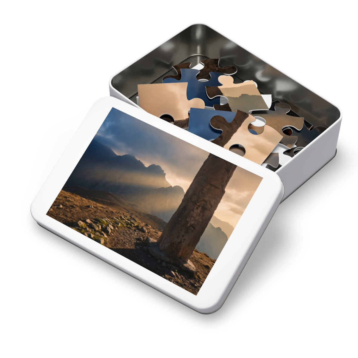 Jigsaw Puzzle with Tin - Mountain