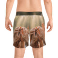 Men's Mid-Length Swim Shorts - Golden Rays of Unity Wall Art...