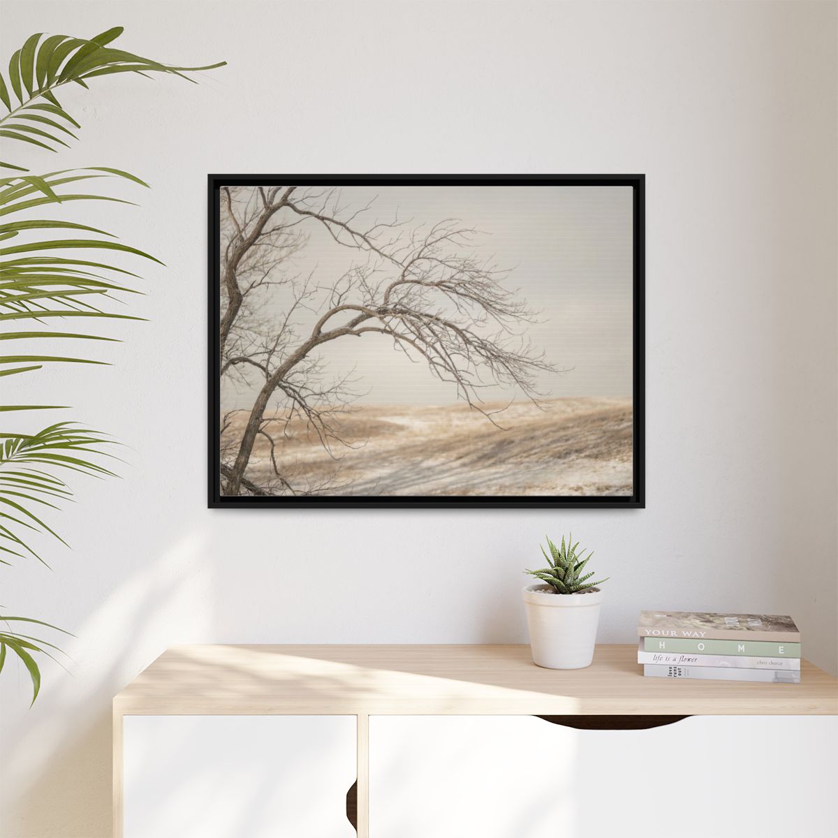 Matte Canvas, Framed - Winter Branch Solitude Landscape —......