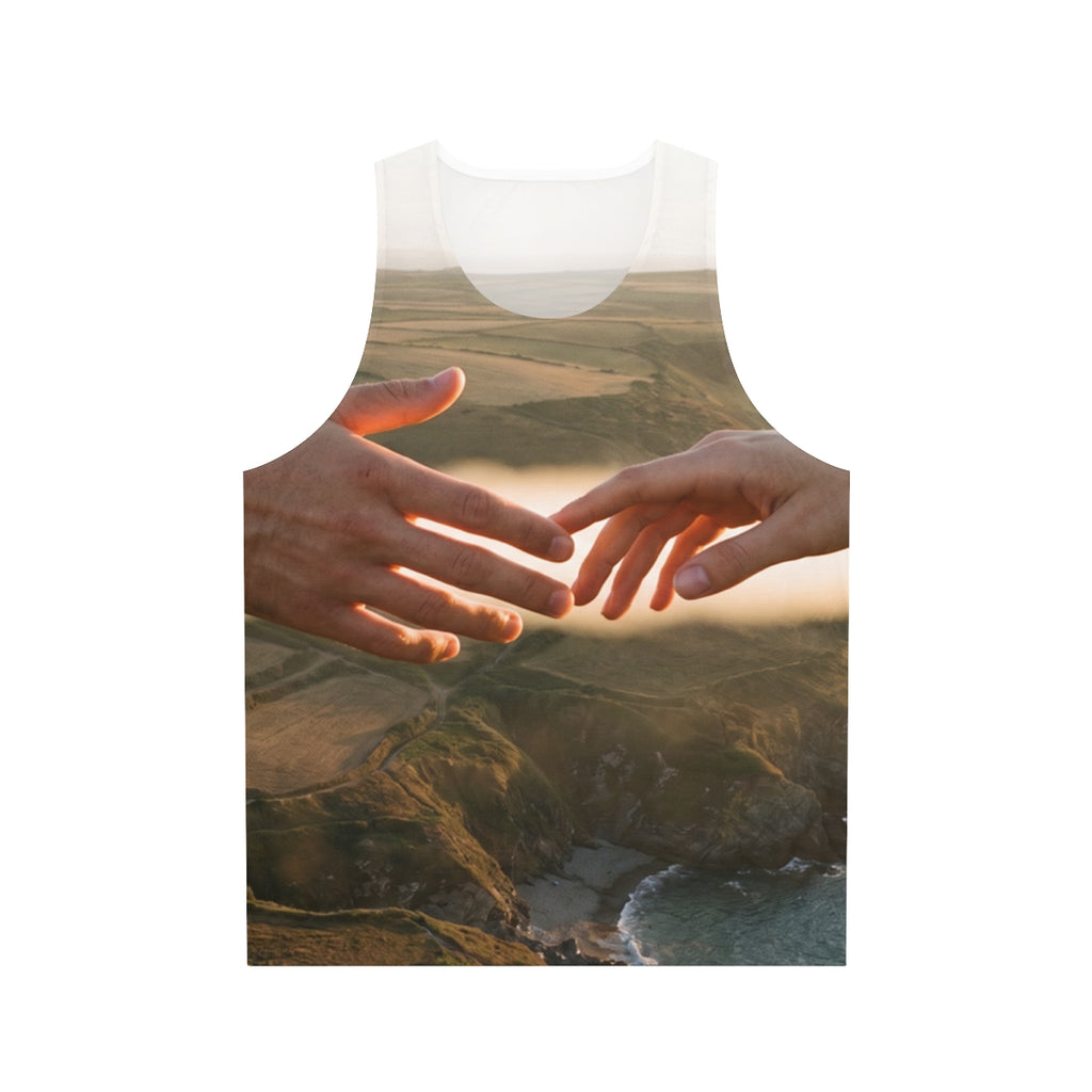 Unisex Tank Top - The Infinite Touch | Ethereal Coastal Art...