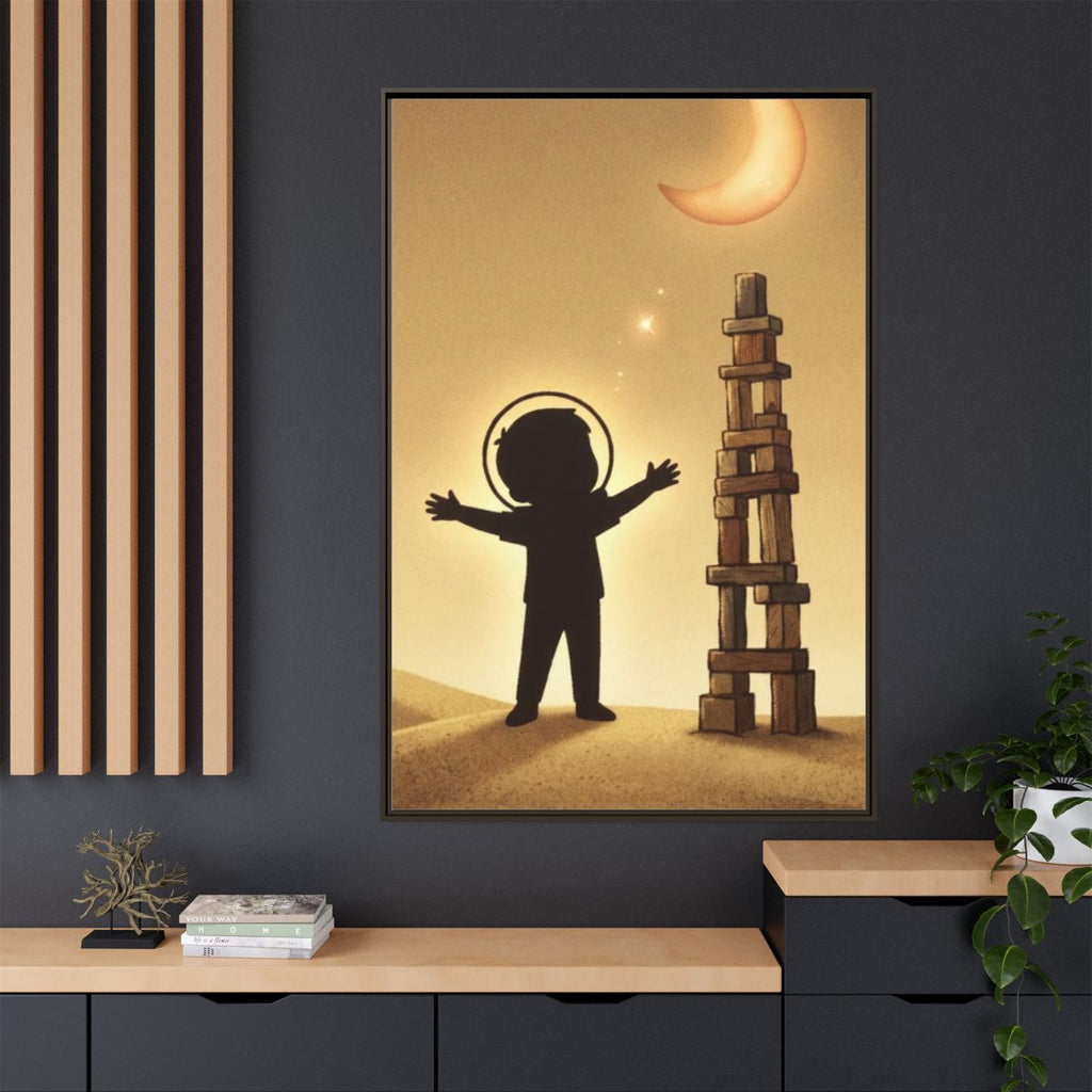Matte Canvas, Framed - Dreaming Under Crescent Moon... |...