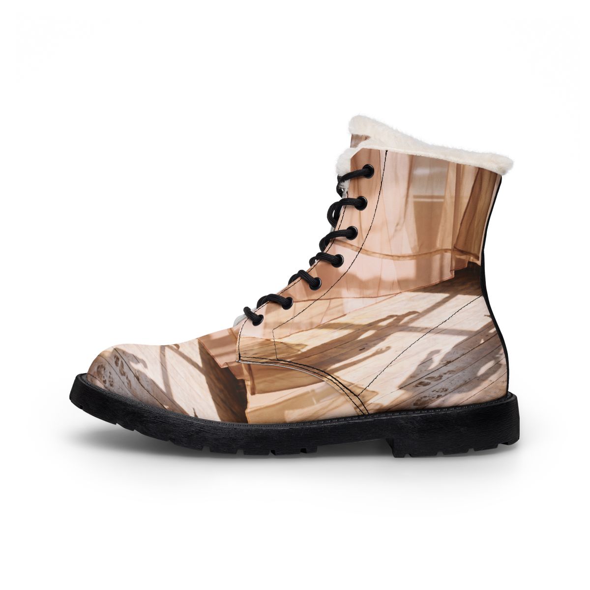 Men's Fur and Leather Boots Sunlit Studio Shadows