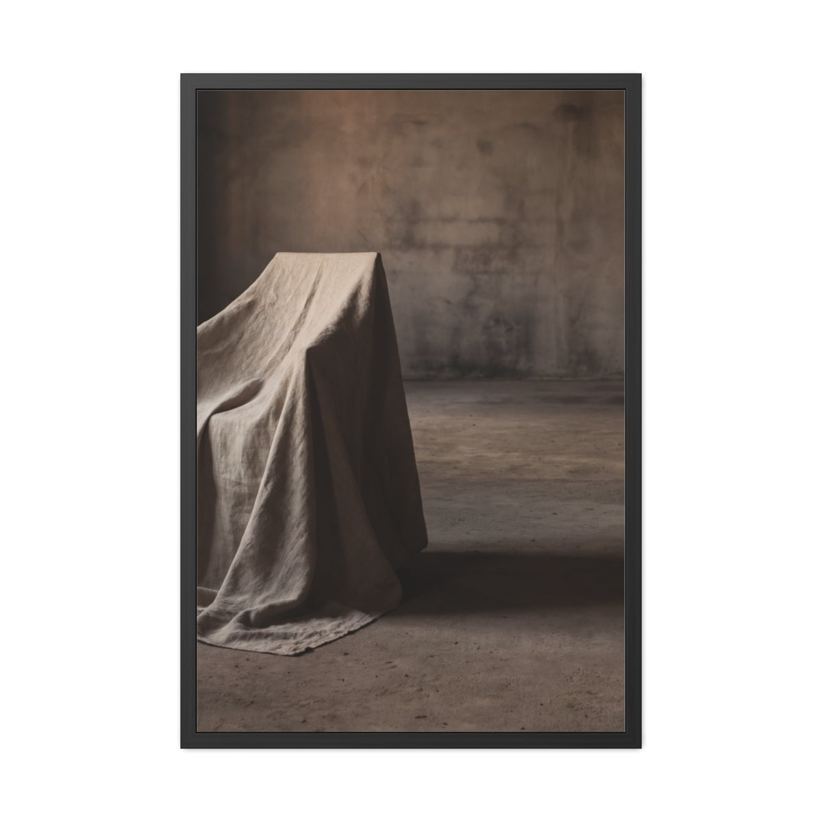 Framed Posters - Silent Shadow Covered Chair Art — Portrait...