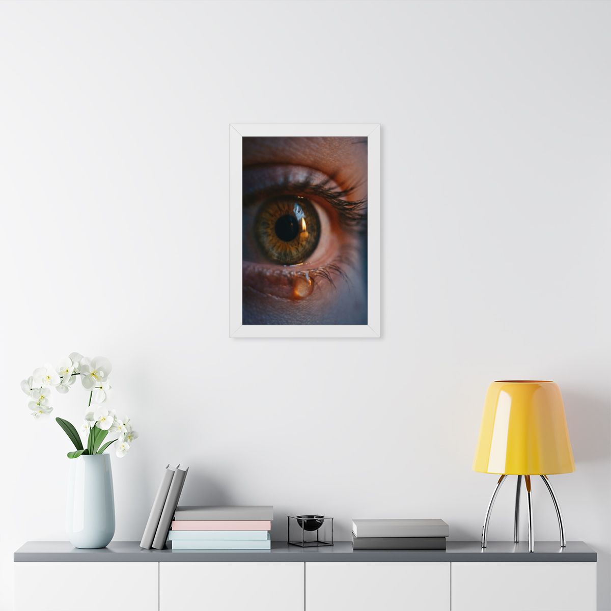Framed Vertical Poster - Amber Iris Reflection Fine Art... |...